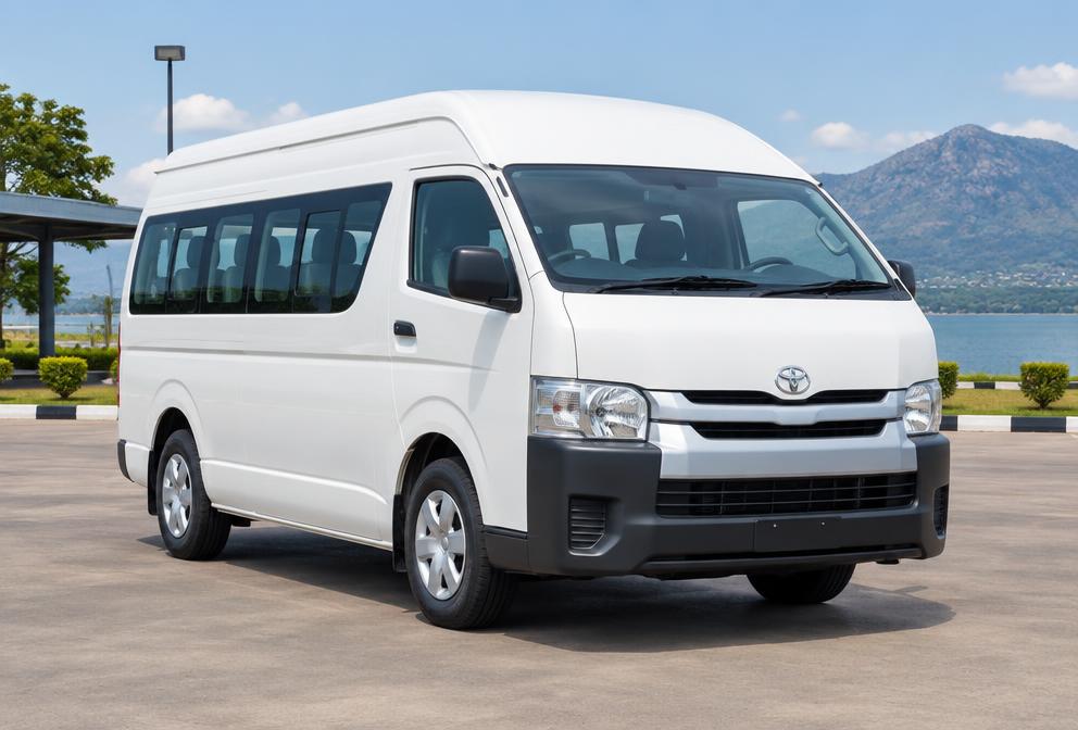 White Toyota Hiace Minibus